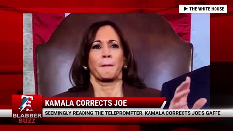 Seemingly Reading The Teleprompter, Kamala Corrects Joe's Gaffe