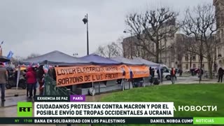 Ciudadanos protestan contra Macron y por el posible envío de tropas occidentales a Ucrania