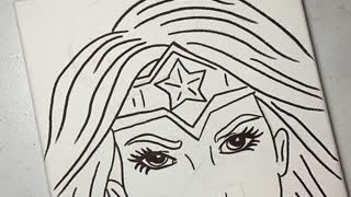 Glitter painting of Wonder Woman 1985