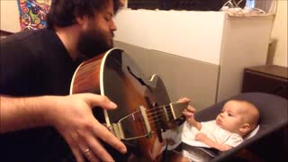 Adorable Father Perform With Guitar The Song - You Must Have Been a Beautiful Baby