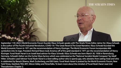 Klaus Schwab | "Who Masters the Fourth Industrial Revolution? What We Will See Is a Race for Leadership In the Fourth Industrial Revolution. We Will Have In November An Artificial Intelligence Meeting In San Francisco" - Klaus Schwab (9/11/2023)