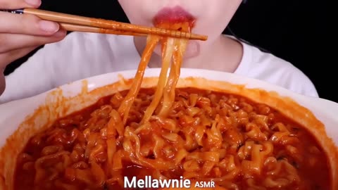 ASMR CHEESY, FIRE NOODLES SOUP, FRIED CHICKEN,