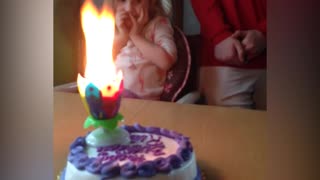 Little Girl's Birthday Cake Candles Becomes A Wild Blaze
