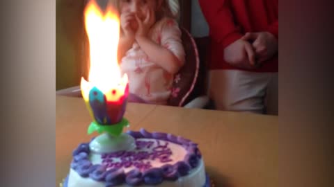 Little Girl's Birthday Cake Candles Becomes A Wild Blaze