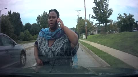 Upset Woman Walking in the Road