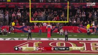 NFL - Jake Moody drills a 55-yard field goal, the longest FG in Super Bowl history.