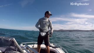 Guy fishing gets slapped in the face by fishing pole