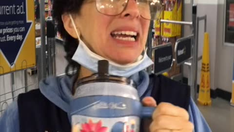 Walmart Greeter loves her TUMBLER