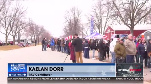 Patriots Lining Up Hours Ahead of President Trump’s Speech in Mason City, IA