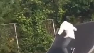 Black shirt scooter backflip fail