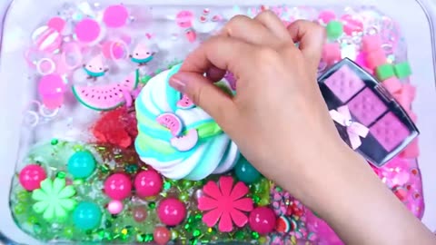 My best Cocomelon 4in1 Slime Mixing Random Cute, shiny things into slime #ASMR #slimevideos Sep23