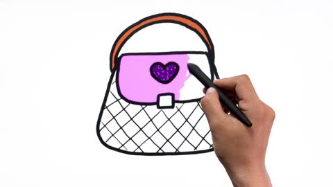 Drawing and Coloring for Kids - How to Draw Handbag