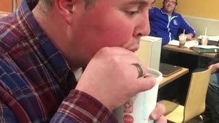 Guy Beatboxes With A Plastic Cup And A Straw