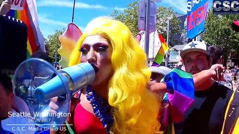 Cross-Dresser Vs. Street Preachers At Seattle Pride 2017