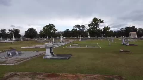 Drone flyover cemetery