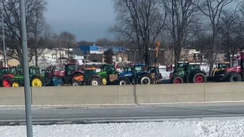 Sarnia, farmers block Blue Water Bridge on the US - Canadian border. After Coutts another border crossing is blocked