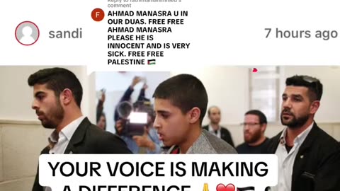 CALL FOR RELEASE OF PALESTINIAN PRISONER AHMAD MANASRA