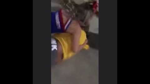 Fat ugly negress choke slammed by cheerleader