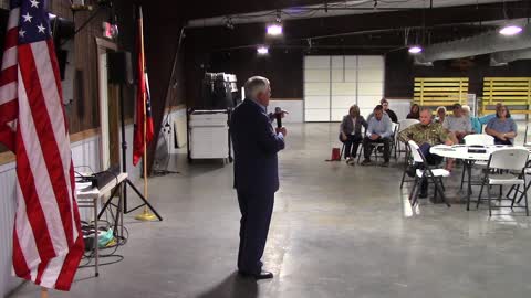 Candidate for US Congress Brandt Smith speaks at the Lonoke County Meet and Greet