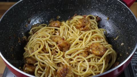 Spicy Butter Garlic Shrimp Pasta Recipe | Prawn Pasta