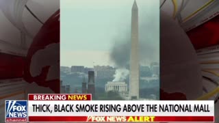🚨 Thick black smoke rising above the National Mall in Washington DC