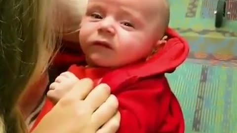 Baby With Hearing Problem Listens To His Mom's Voice For First Time.