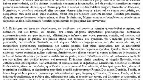 SS. Paulus PP. IV Decrevit Const. "Cum ex apostolatus officio" (15 Feb. 1559)