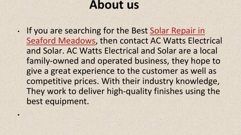 Get The Best Solar Repair in Seaford Meadows.