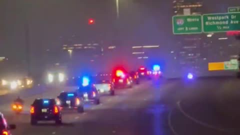President Trump's motorcade going into Houston Tx