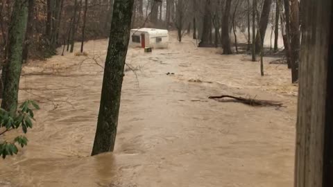 Camper Gets Swept Away By Floodwaters