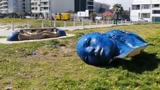 Public art on sea point prom blew over