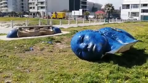 Public art on sea point prom blew over