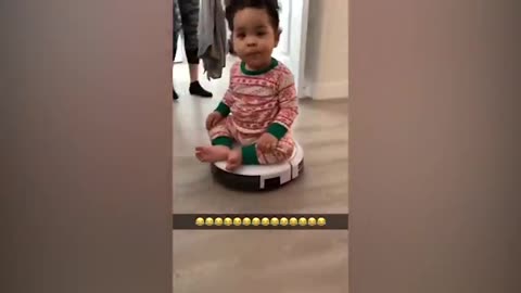 Funny “baby doing house chores “