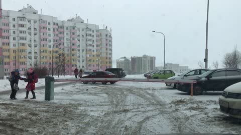 Parking Barrier Blows in Wind