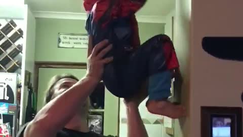 Kid Flies Through House Like Spider-Man