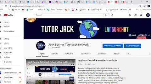 The Jack Bosma TutorJack Network YouTube Channel Introduction