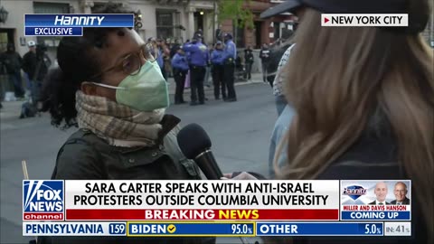 Sara Carter talks with anti-Israel protesters