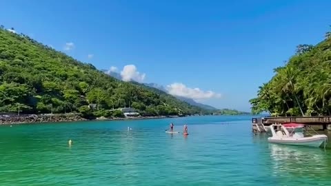 Amazing swimming in beautiful blue water