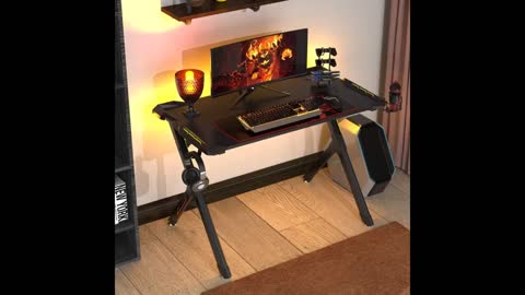 Review: DESIGNA 55 Inch Gaming Desk with Led Lights, RGB Large Gaming Computer Desk with Free M...