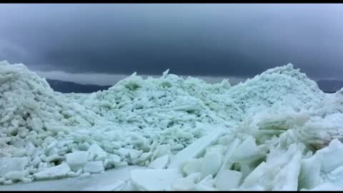 Ice tsunami after strong winds