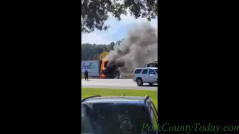 FEDEX TRUCK CATCHES FIRE, CORRIGAN TEXAS, 12/05/23...