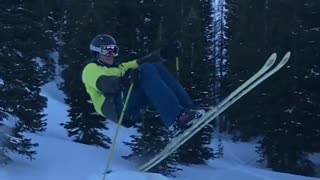 Neon skis backflip fold fail