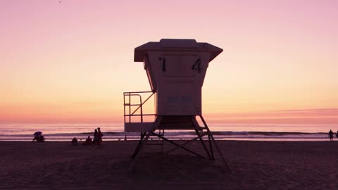 Sandy Beach in Sunset 4K