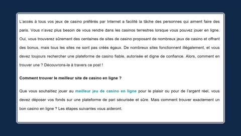 Choisir le meilleur casino en ligne français : Un processus étape par étape !