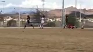 Girl hit face soccer ball