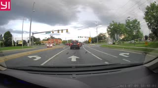 Cute Ducks Cross Rainy Road