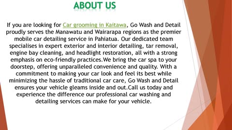 If you are looking for Car grooming in Kaitawa