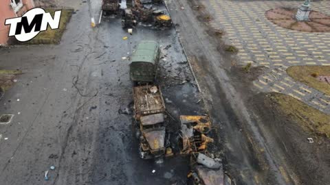 DESTROYED RUSSIAN MILITARY VEHICLES STREWN ACROSS UKRAINE