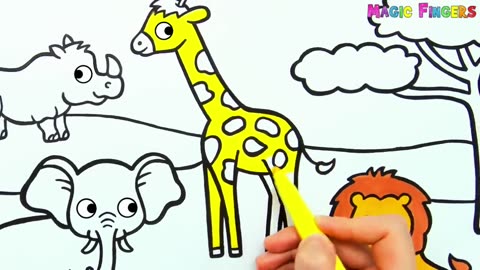 Safari Animals Drawing, Painting, Coloring for Children, Toddlers | Study Wild Animals