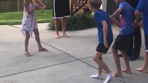 Pinata-Holding Father Gets Taken Down